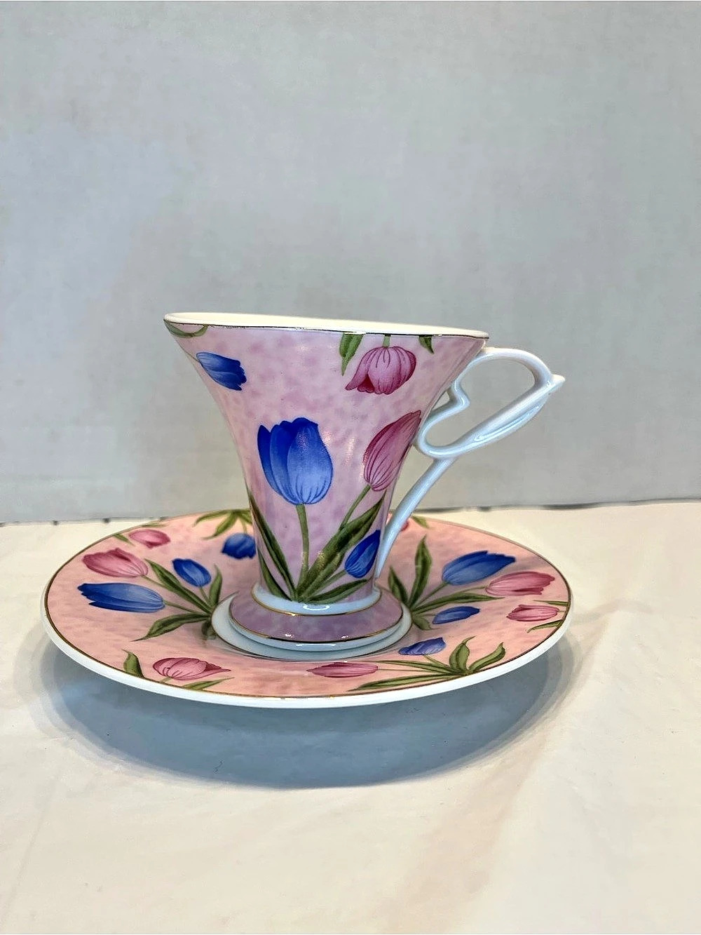 Ganz Floral Pink & Blue Cup and Saucer